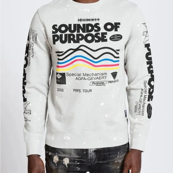 PRPS Sounds of Purpose Graphic Print Men's Sweater - White